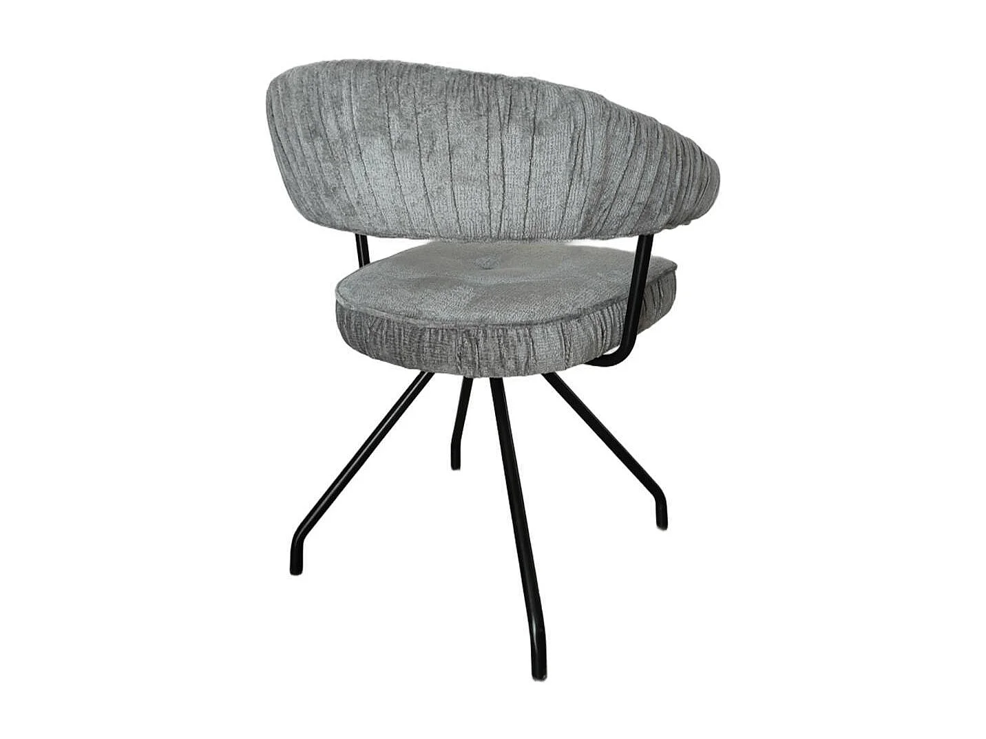 Polsterstuhl Armlehnstuhl in Grau aus Chenillegewebe (2er Set)