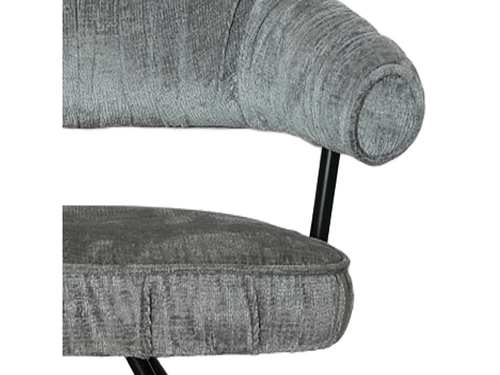 Polsterstuhl Armlehnstuhl in Grau aus Chenillegewebe (2er Set)
