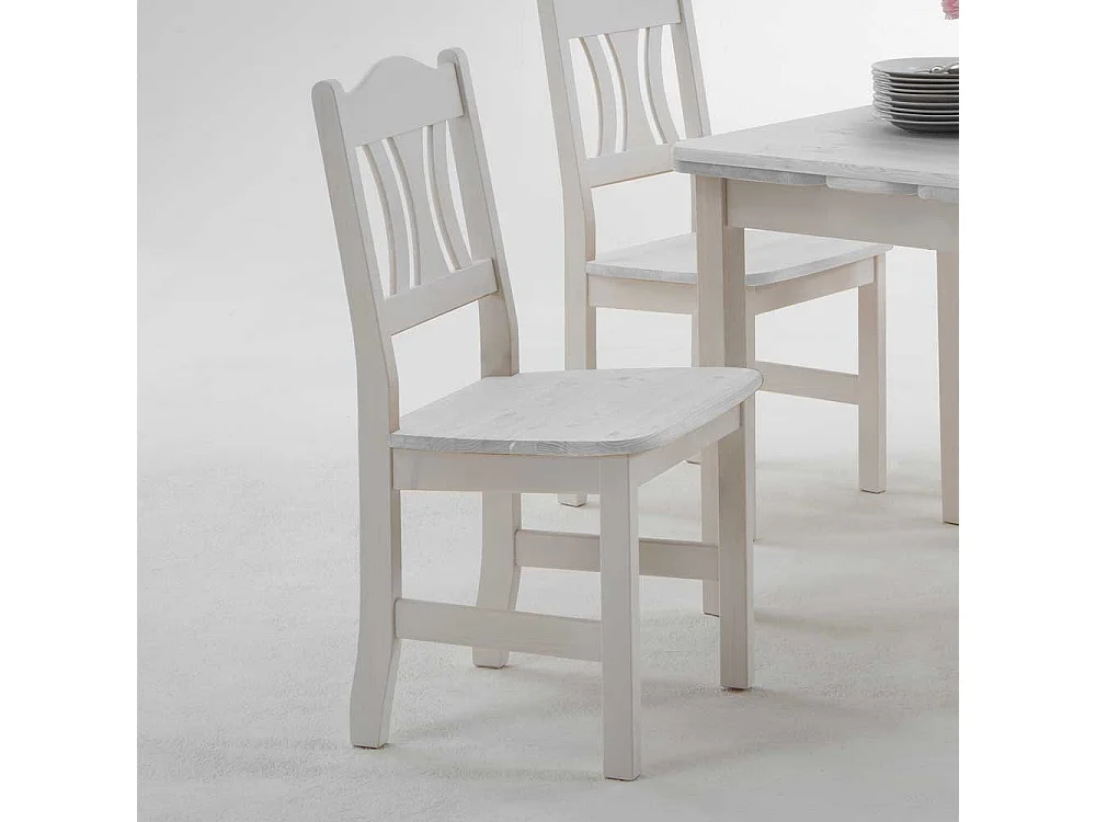 Massiv Esszimmerstuhl in Weiß Kiefer (2er Set)