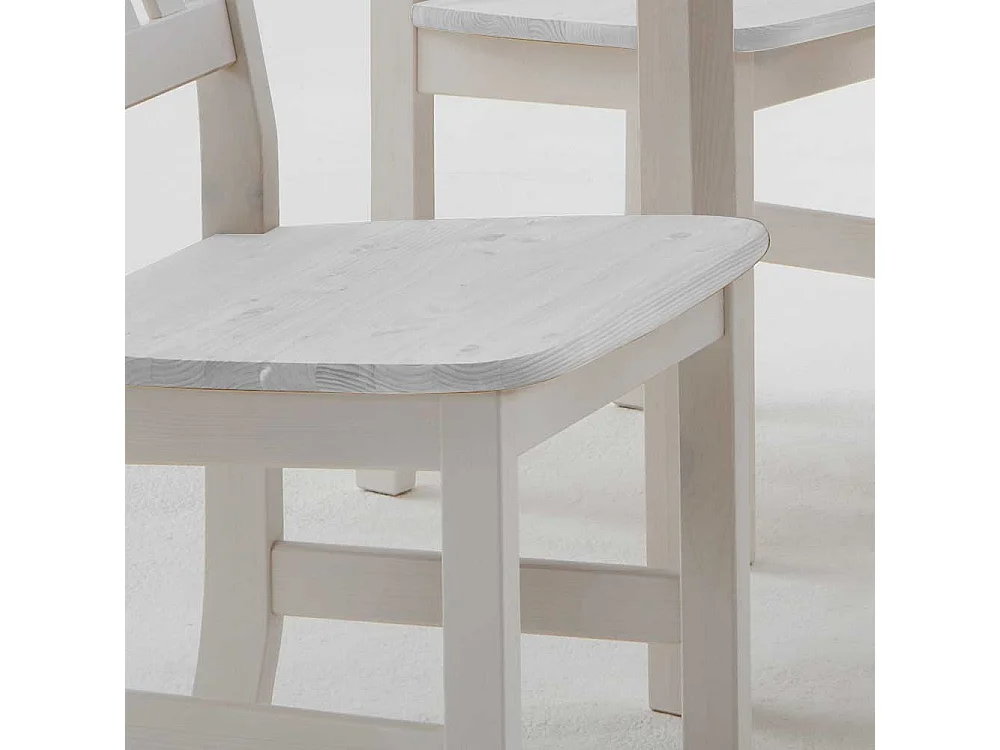 Massiv Esszimmerstuhl in Weiß Kiefer (2er Set)