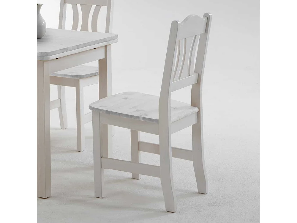 Massiv Esszimmerstuhl in Weiß Kiefer (2er Set)