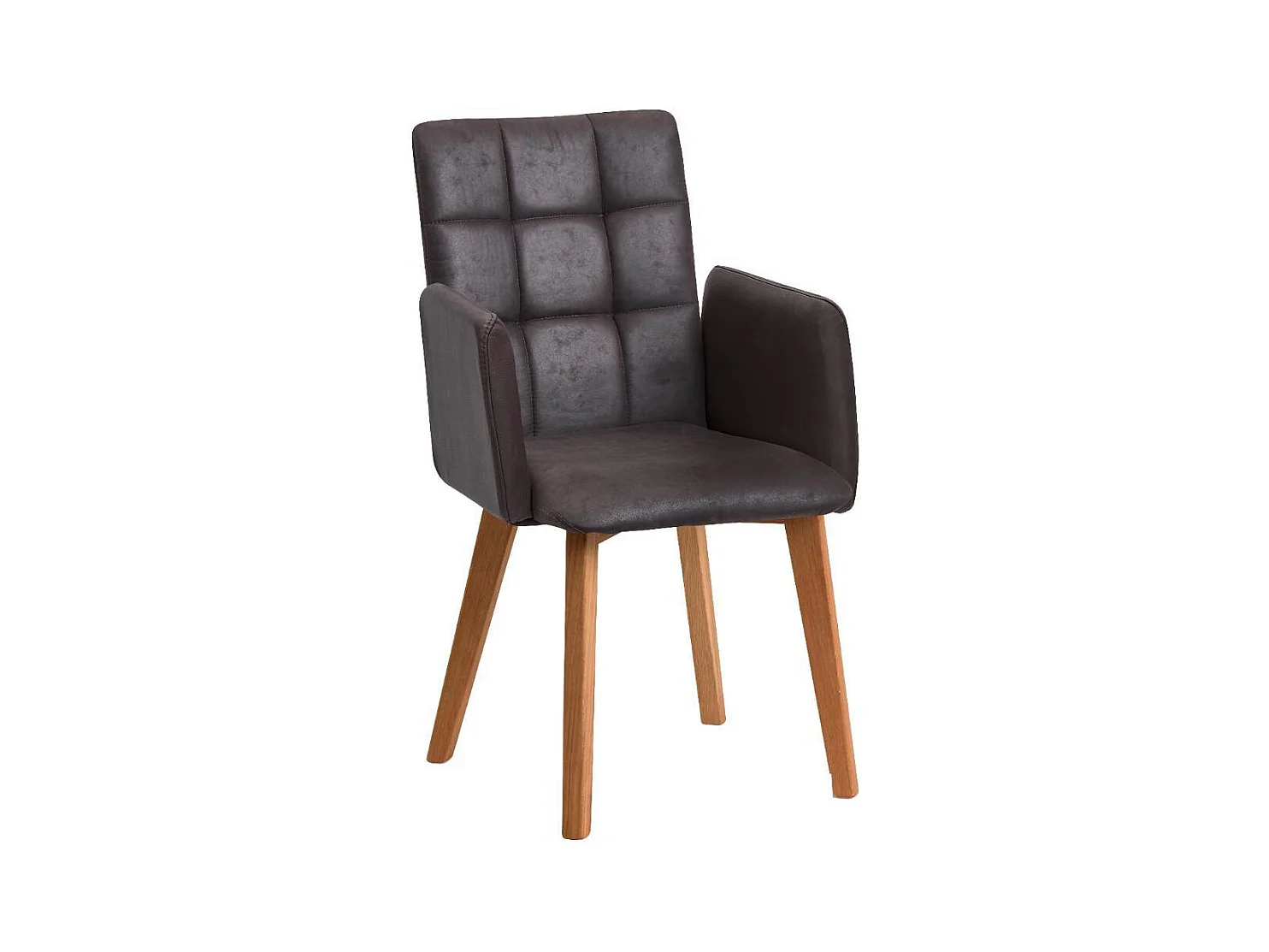 Armlehnstuhl Polsterstuhl Esszimmer in Dunkelbraun mit Gestell aus Massivholz