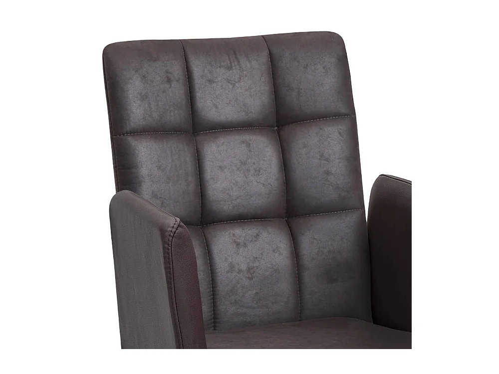 Armlehnstuhl Polsterstuhl Esszimmer in Dunkelbraun mit Gestell aus Massivholz