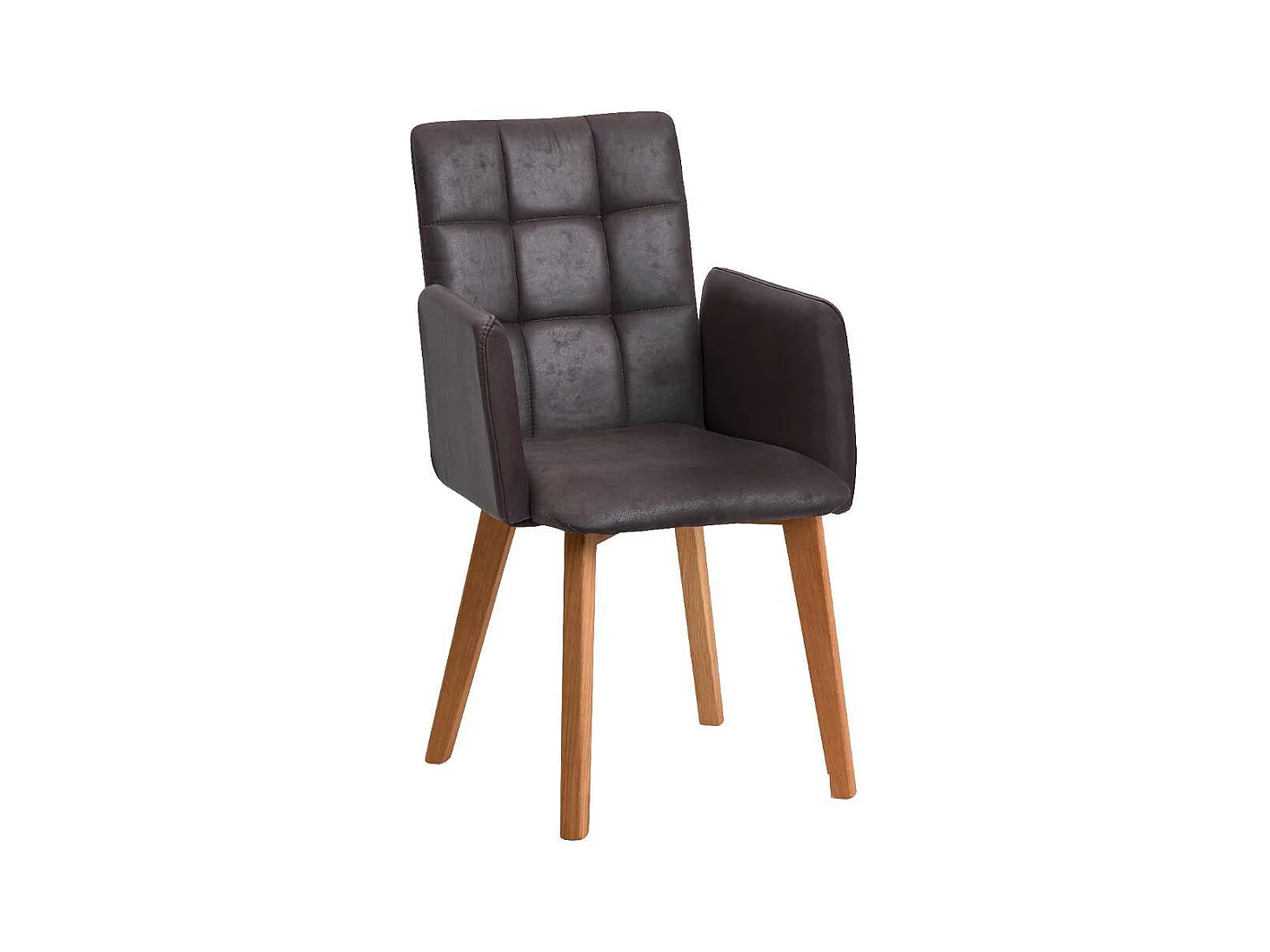Armlehnstuhl Polsterstuhl Esszimmer in Dunkelbraun mit Gestell aus Massivholz