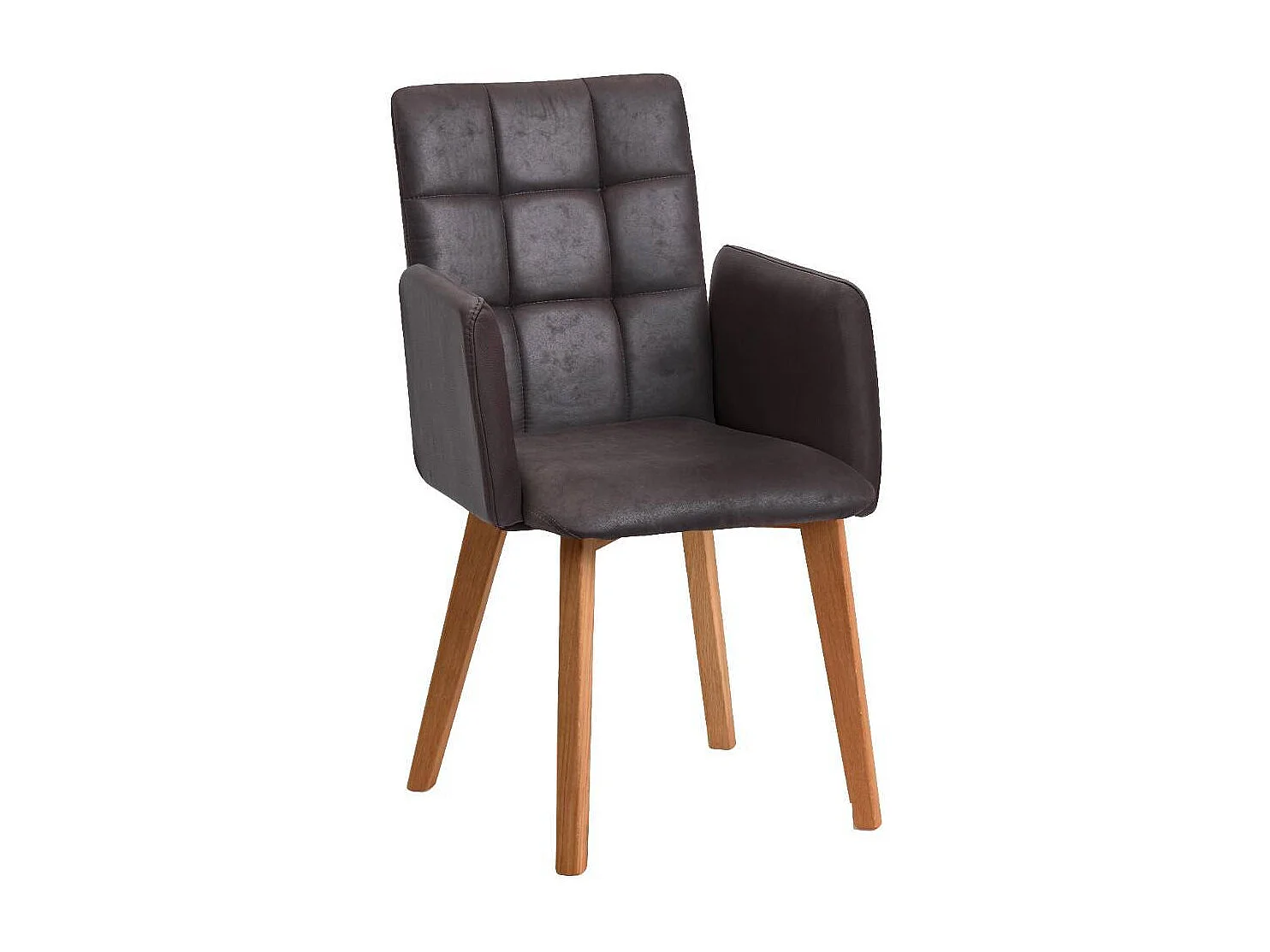 Armlehnstuhl Polsterstuhl Esszimmer in Dunkelbraun mit Gestell aus Massivholz