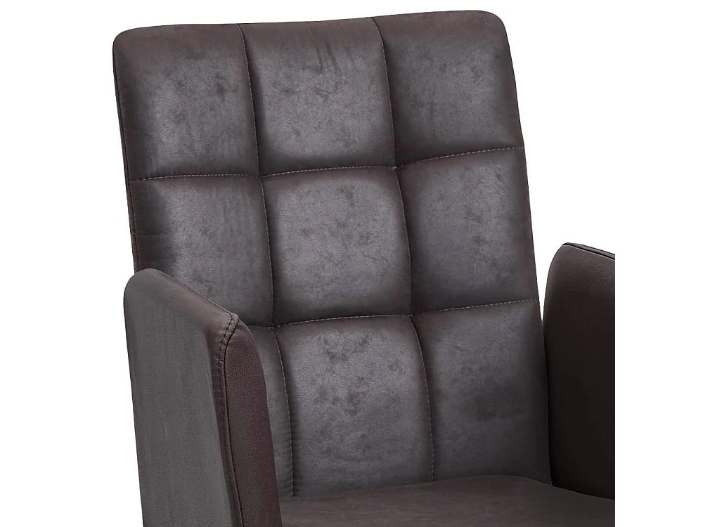 Armlehnstuhl Polsterstuhl Esszimmer in Dunkelbraun mit Gestell aus Massivholz