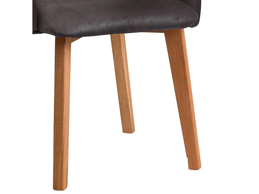 Armlehnstuhl Polsterstuhl Esszimmer in Dunkelbraun mit Gestell aus Massivholz