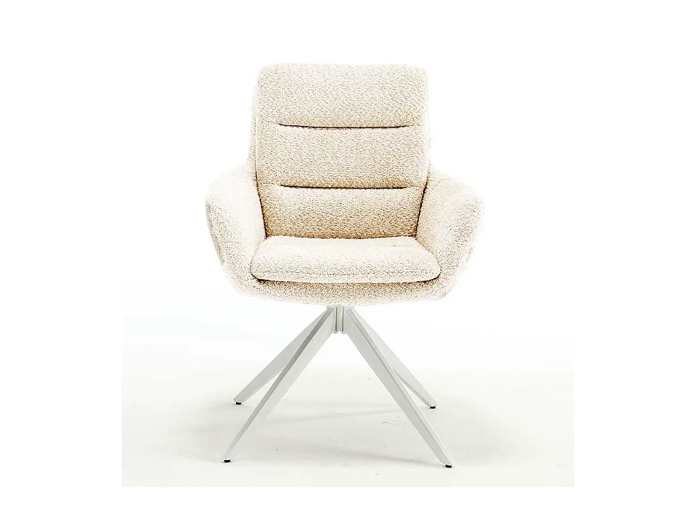 Polsterstuhl Esszimmer Boucle in Cremefarben Gestell aus Metall (2er Set)