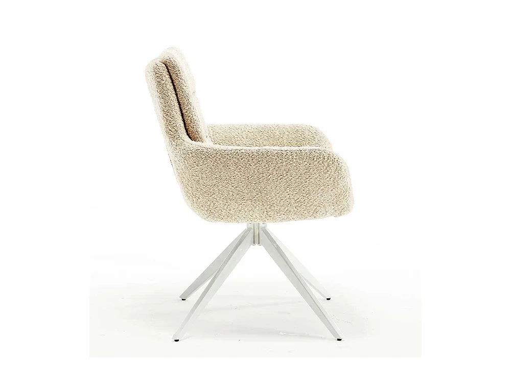 Polsterstuhl Esszimmer Boucle in Cremefarben Gestell aus Metall (2er Set)