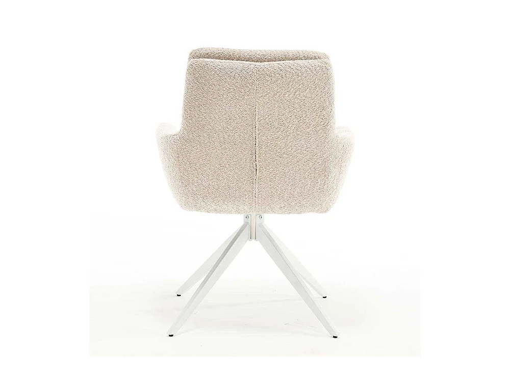 Polsterstuhl Esszimmer Boucle in Cremefarben Gestell aus Metall (2er Set)