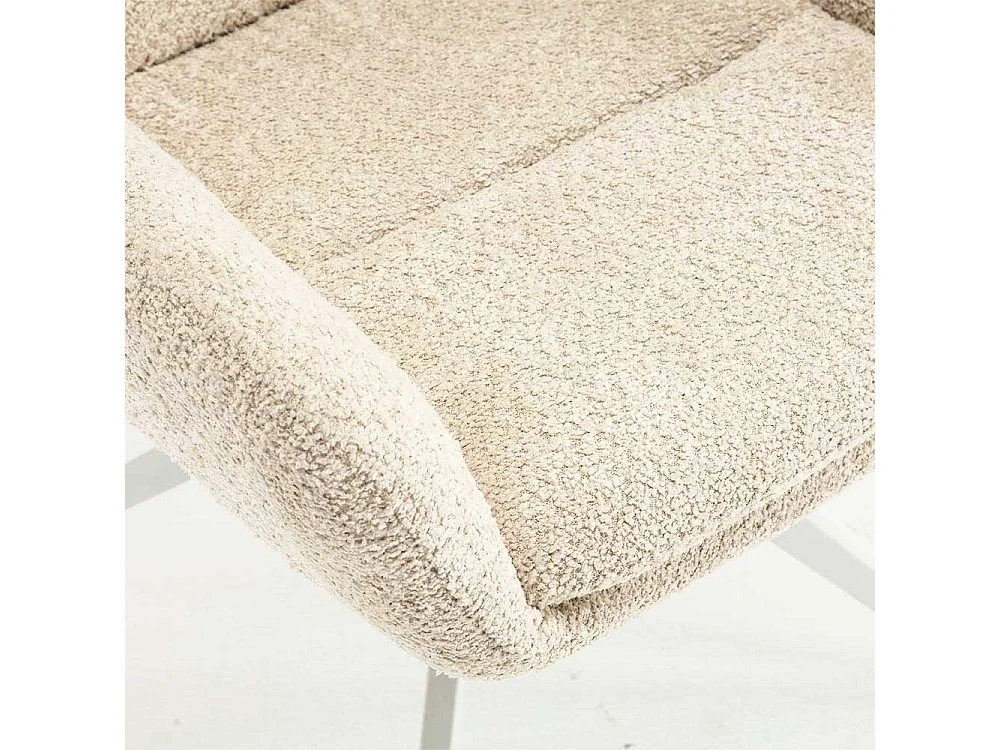 Polsterstuhl Esszimmer Boucle in Cremefarben Gestell aus Metall (2er Set)