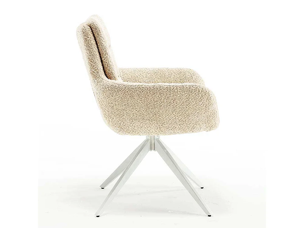 Polsterstuhl Esszimmer Boucle in Cremefarben Gestell aus Metall (2er Set)