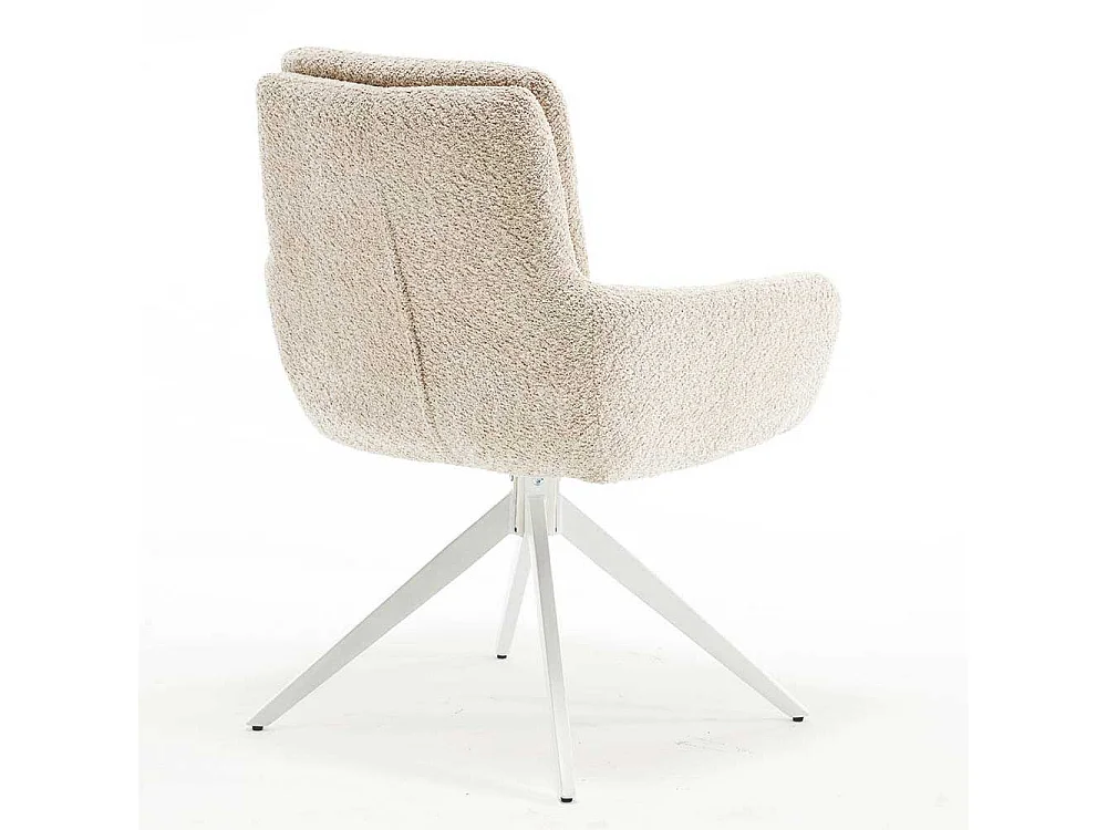 Polsterstuhl Esszimmer Boucle in Cremefarben Gestell aus Metall (2er Set)