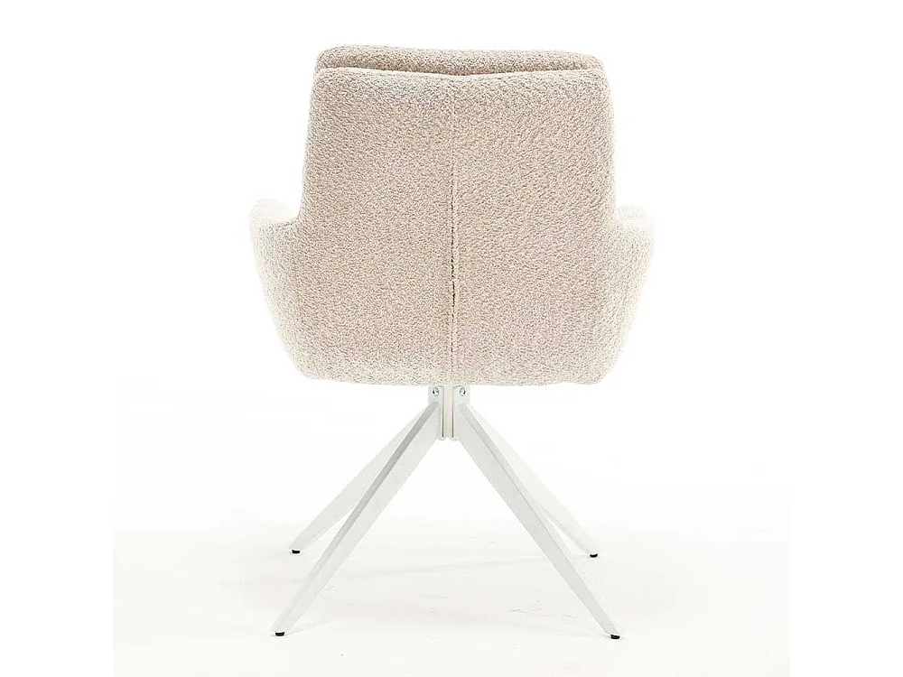 Polsterstuhl Esszimmer Boucle in Cremefarben Gestell aus Metall (2er Set)