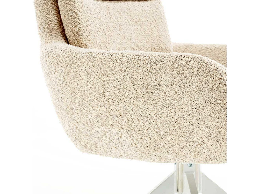 Polsterstuhl Esszimmer Boucle in Cremefarben Gestell aus Metall (2er Set)