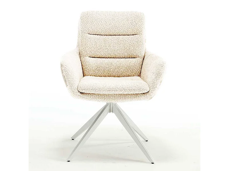 Polsterstuhl Esszimmer Boucle in Cremefarben Gestell aus Metall (2er Set)