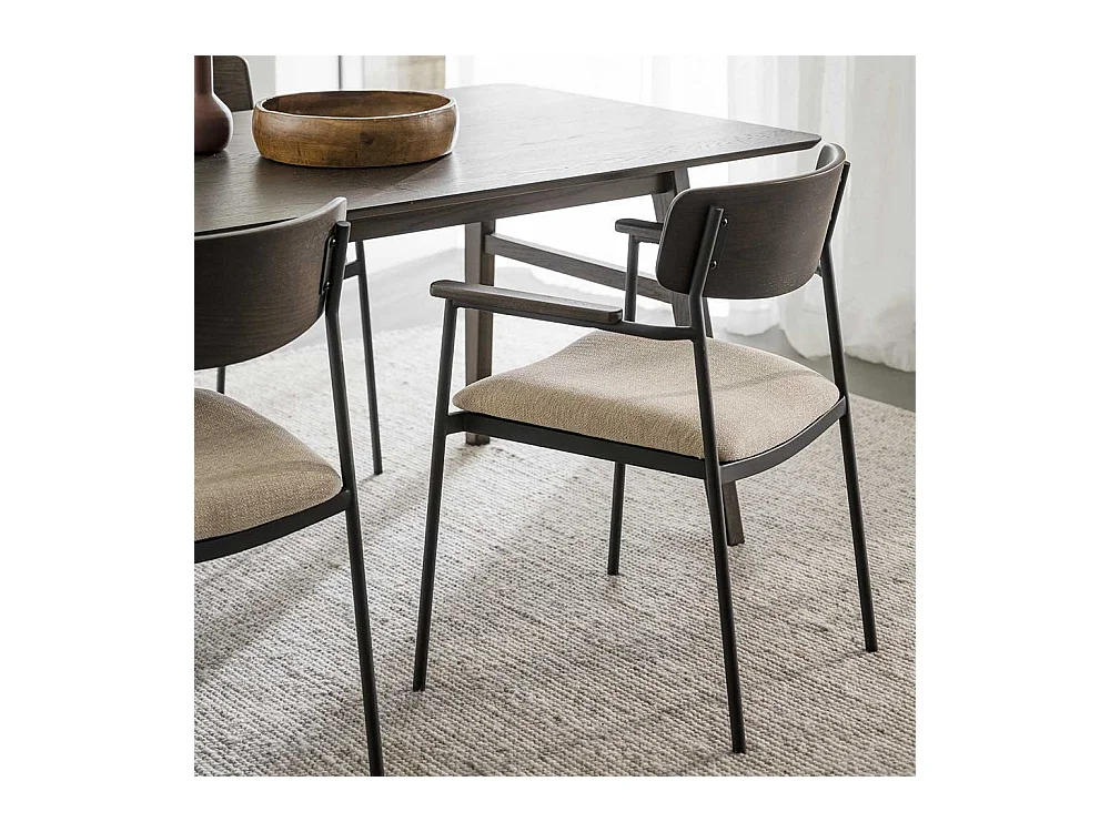 Stuhl Esszimmer Esszimmerstuhl mit Armlehnen und Bezug (2er Set)