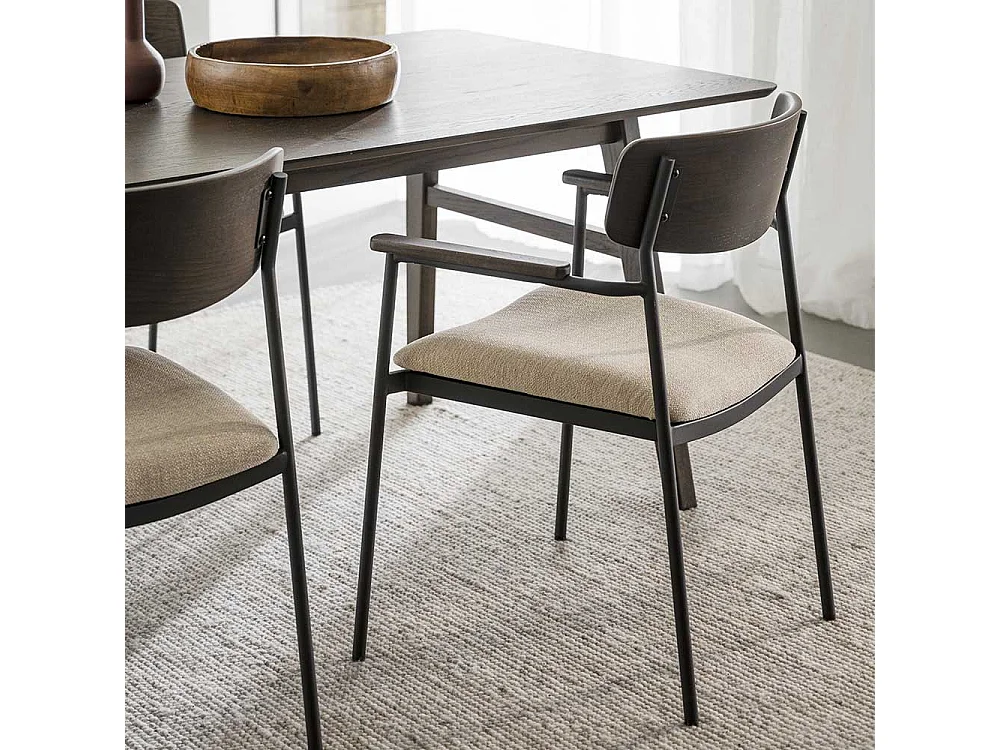 Stuhl Esszimmer Esszimmerstuhl mit Armlehnen und Bezug (2er Set)