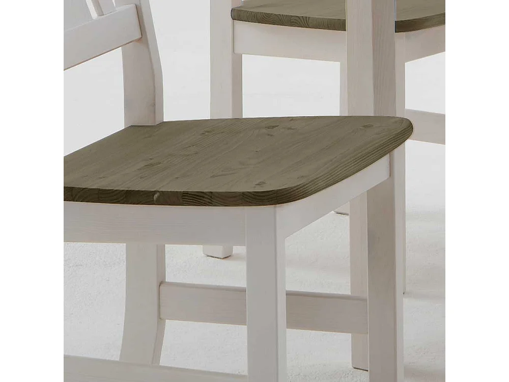 Holzstuhl in Weiß Grau Kiefer massiv (2er Set)