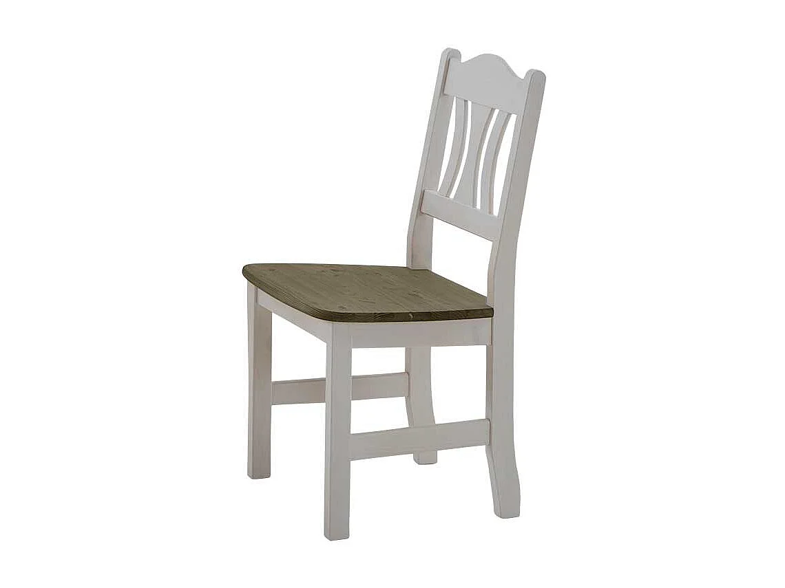 Holzstuhl in Weiß Grau Kiefer massiv (2er Set)