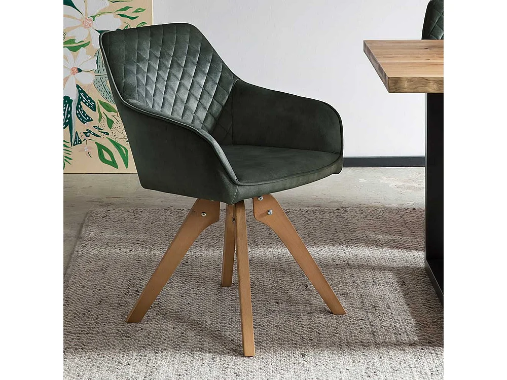 Esszimmerstuhl in Dunkelgrün Eichefarben