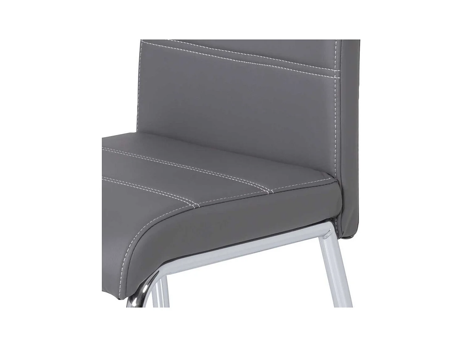 Esstisch Stühle in Grau Kunstleder verchromtem Metallgestell (Set)