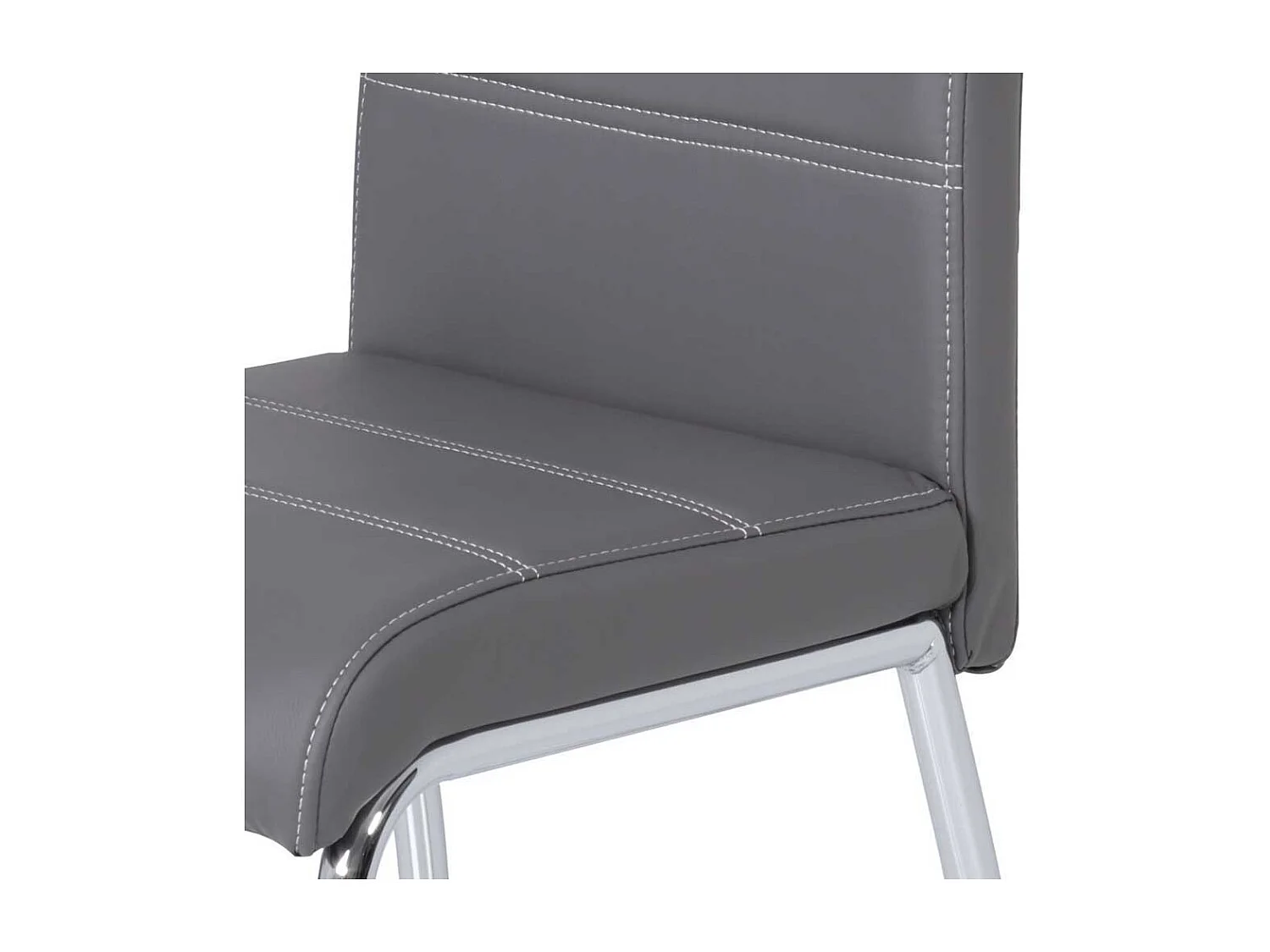 Esstisch Stühle in Grau Kunstleder verchromtem Metallgestell (Set)