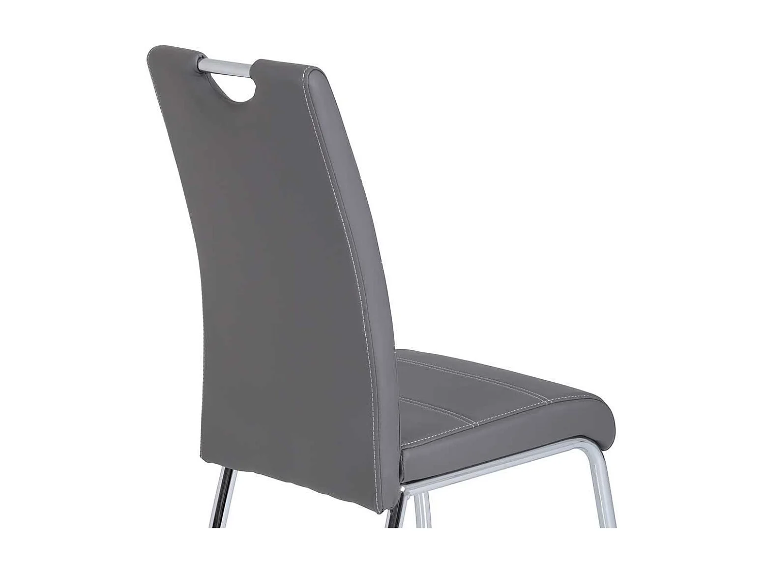 Esstisch Stühle in Grau Kunstleder verchromtem Metallgestell (Set)