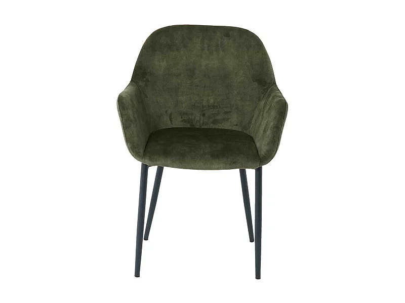 Armlehnenstuhl in Dunkelgrün Samt Gestell aus Metall (2er Set)