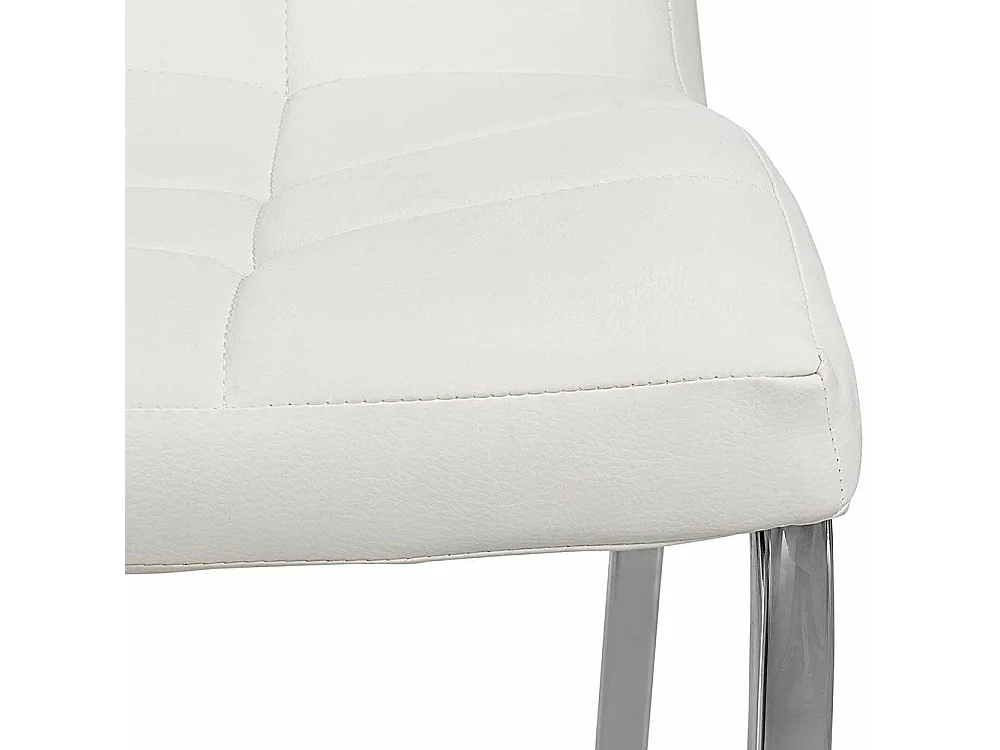 Stuhl Set Esszimmer in Weiß Kunstleder Chromfarben (2er Set)