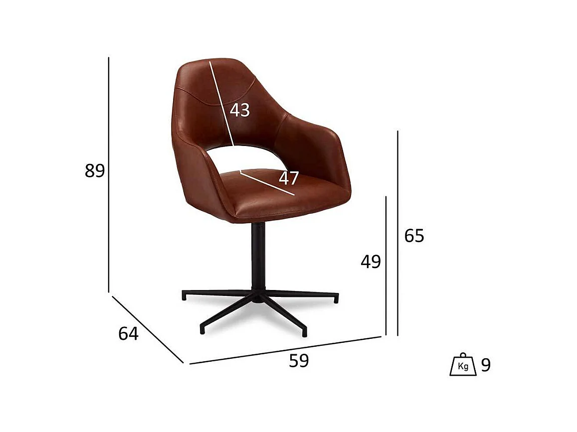 Armlehnen Polsterstühle in Cognac Braun Kunstleder drehbar (2er Set)