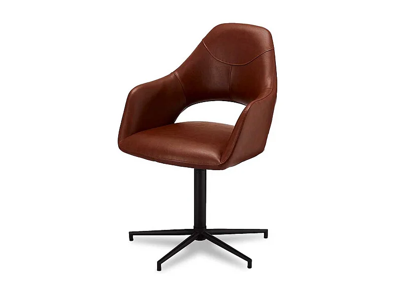 Armlehnen Polsterstühle in Cognac Braun Kunstleder drehbar (2er Set)