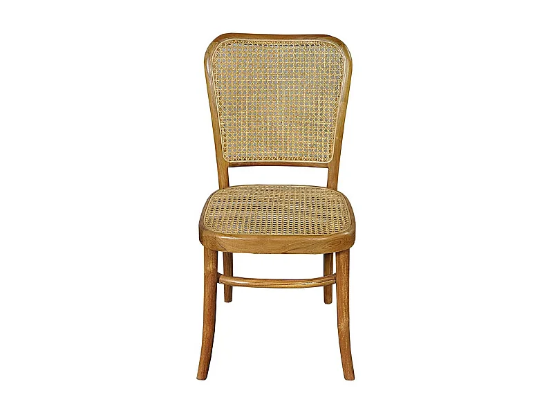 Esstischstuhl aus Teak Massivholz und Rattan Retrostil