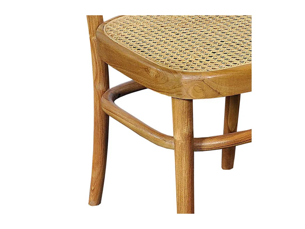 Esstischstuhl aus Teak Massivholz und Rattan Retrostil
