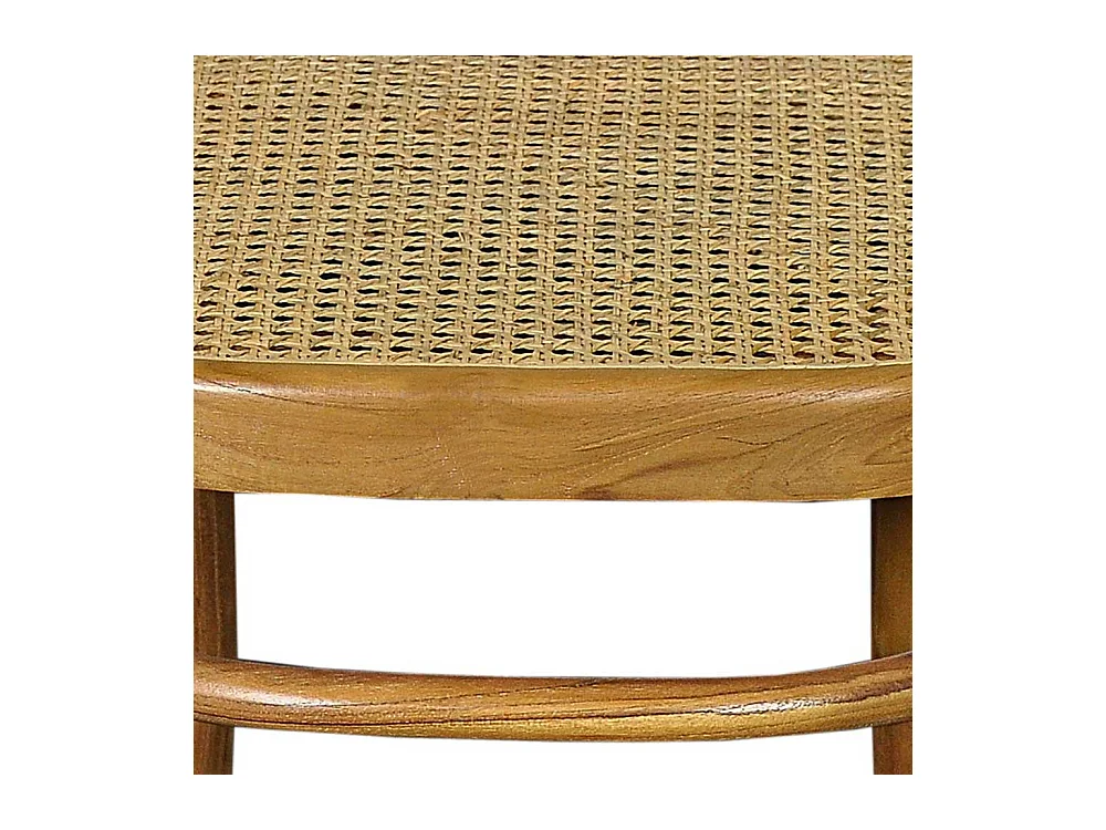 Esstischstuhl aus Teak Massivholz und Rattan Retrostil