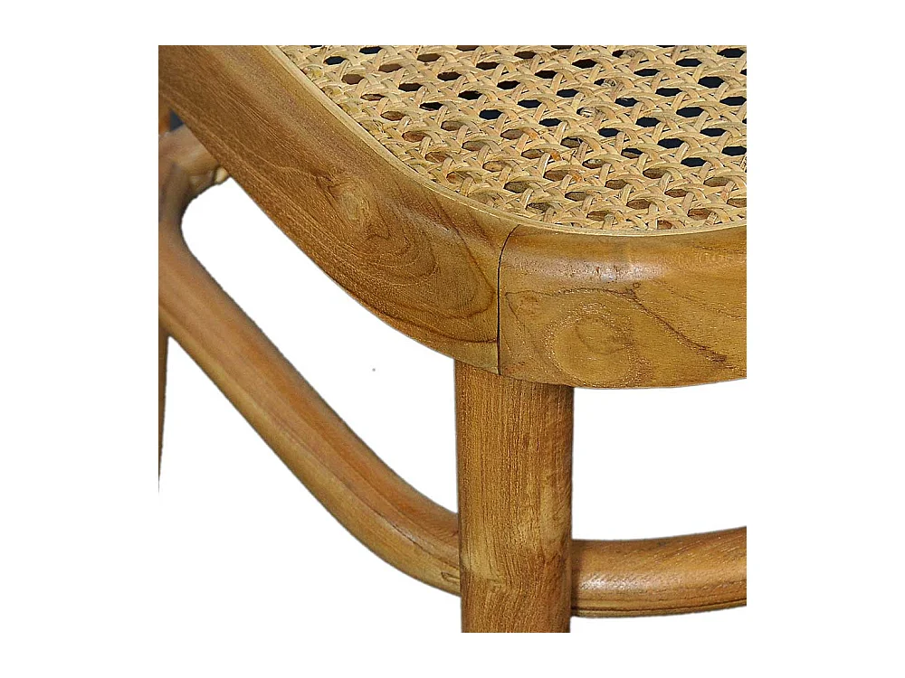 Esstischstuhl aus Teak Massivholz und Rattan Retrostil