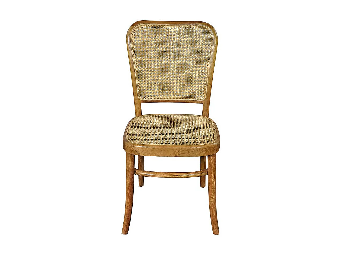 Esstischstuhl aus Teak Massivholz und Rattan Retrostil