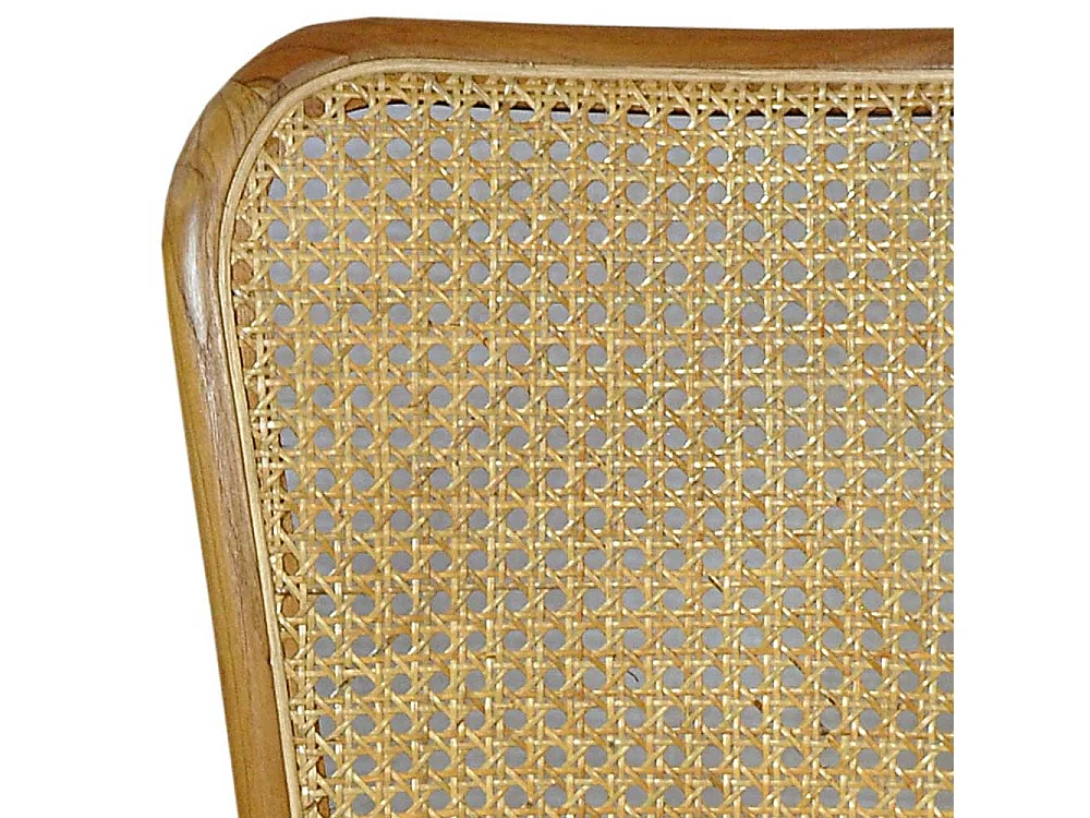 Esstischstuhl aus Teak Massivholz und Rattan Retrostil