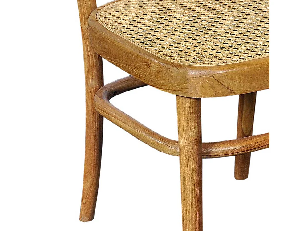 Esstischstuhl aus Teak Massivholz und Rattan Retrostil