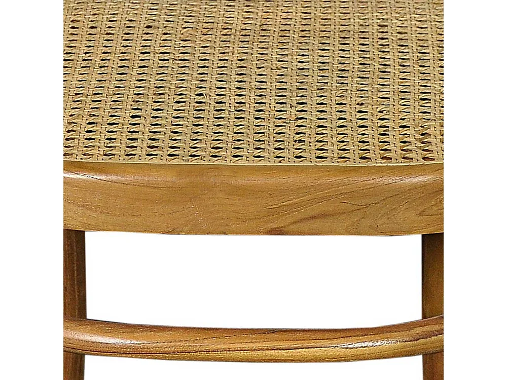 Esstischstuhl aus Teak Massivholz und Rattan Retrostil