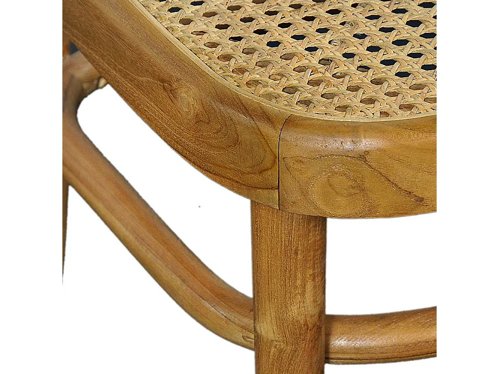 Esstischstuhl aus Teak Massivholz und Rattan Retrostil