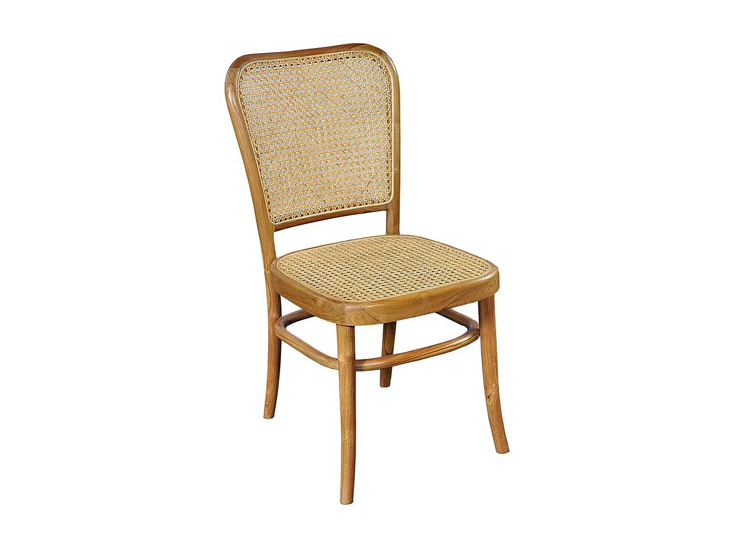 Esstischstuhl aus Teak Massivholz und Rattan Retrostil