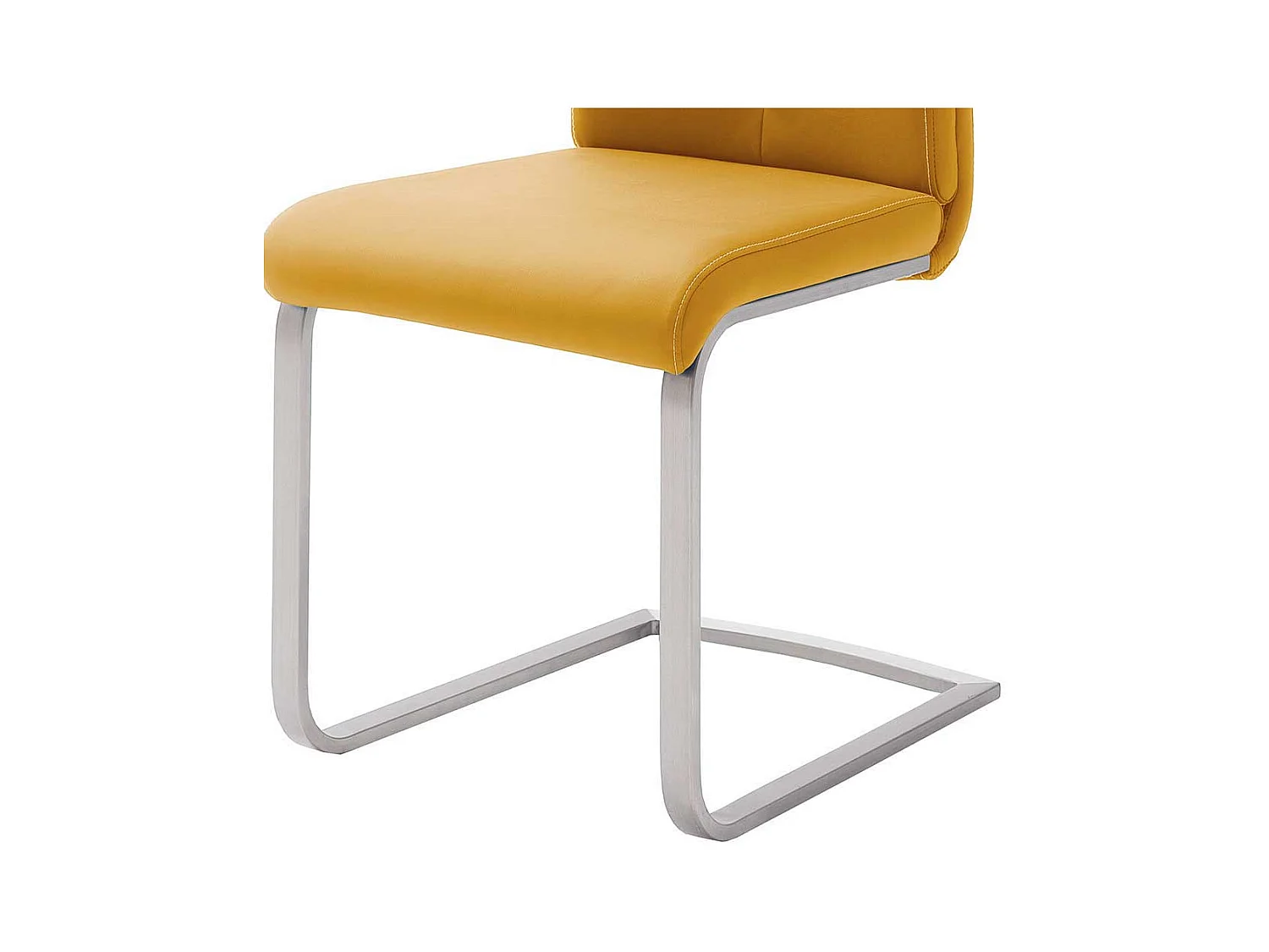 Esszimmer Freischwinger in Gelb Kunstleder Edelstahl (4er Set)