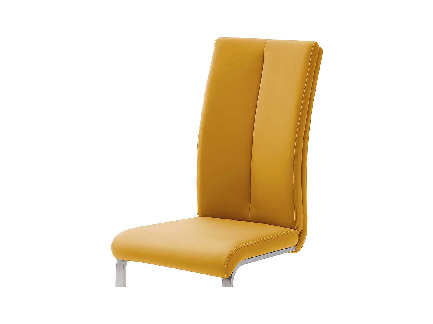 Esszimmer Freischwinger in Gelb Kunstleder Edelstahl (4er Set)