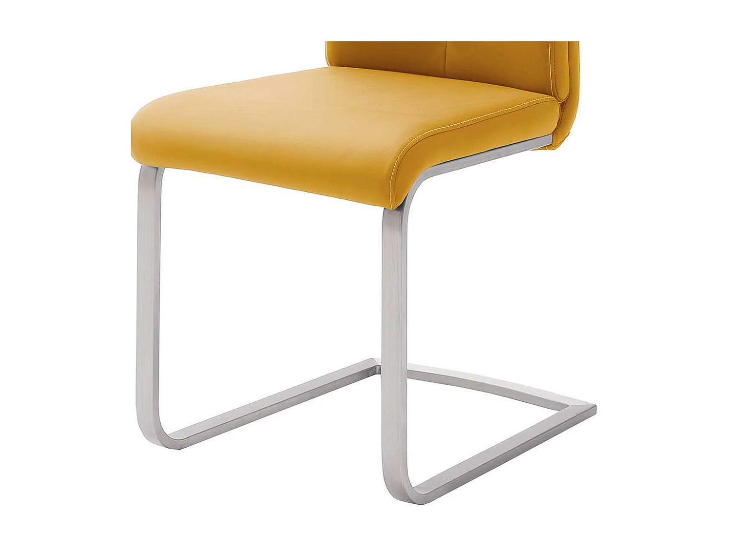 Esszimmer Freischwinger in Gelb Kunstleder Edelstahl (4er Set)