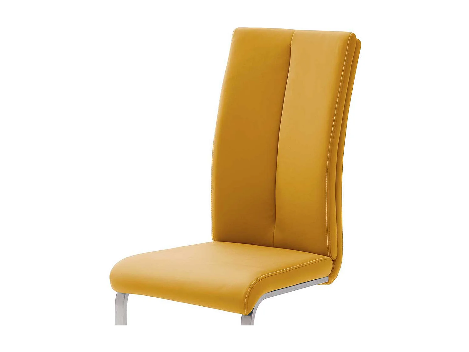 Esszimmer Freischwinger in Gelb Kunstleder Edelstahl (4er Set)