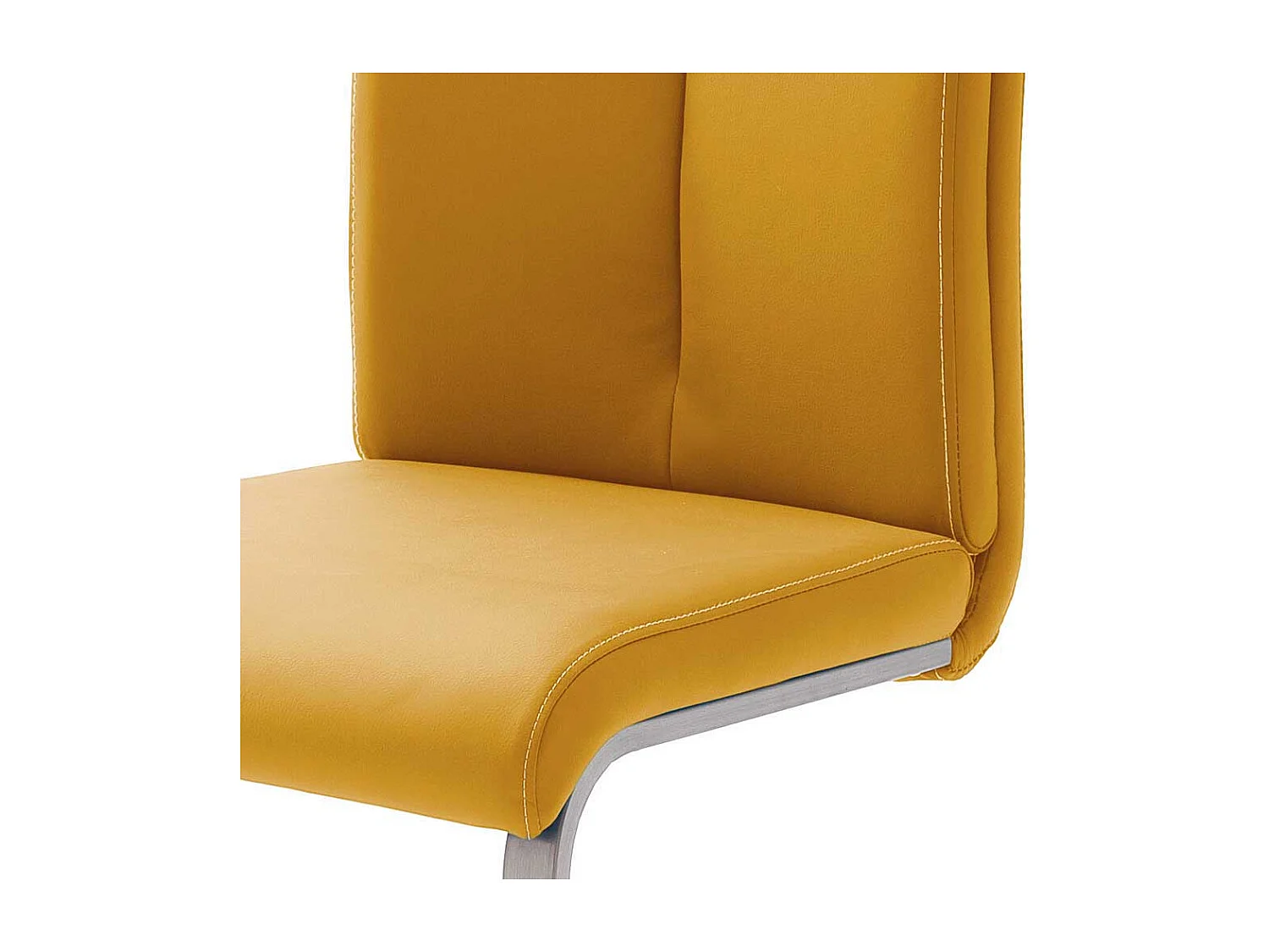 Esszimmer Freischwinger in Gelb Kunstleder Edelstahl (4er Set)