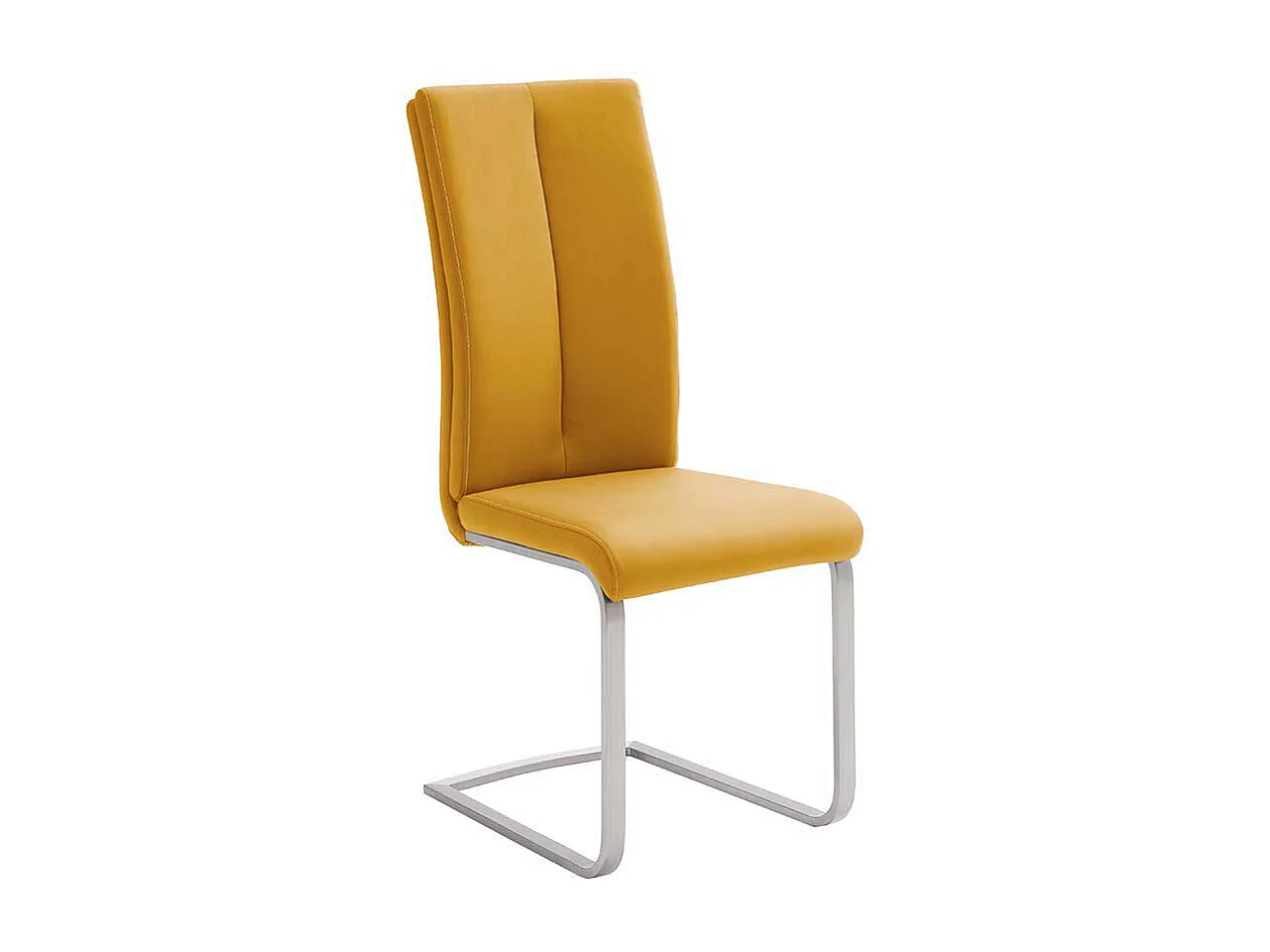 Esszimmer Freischwinger in Gelb Kunstleder Edelstahl (4er Set)