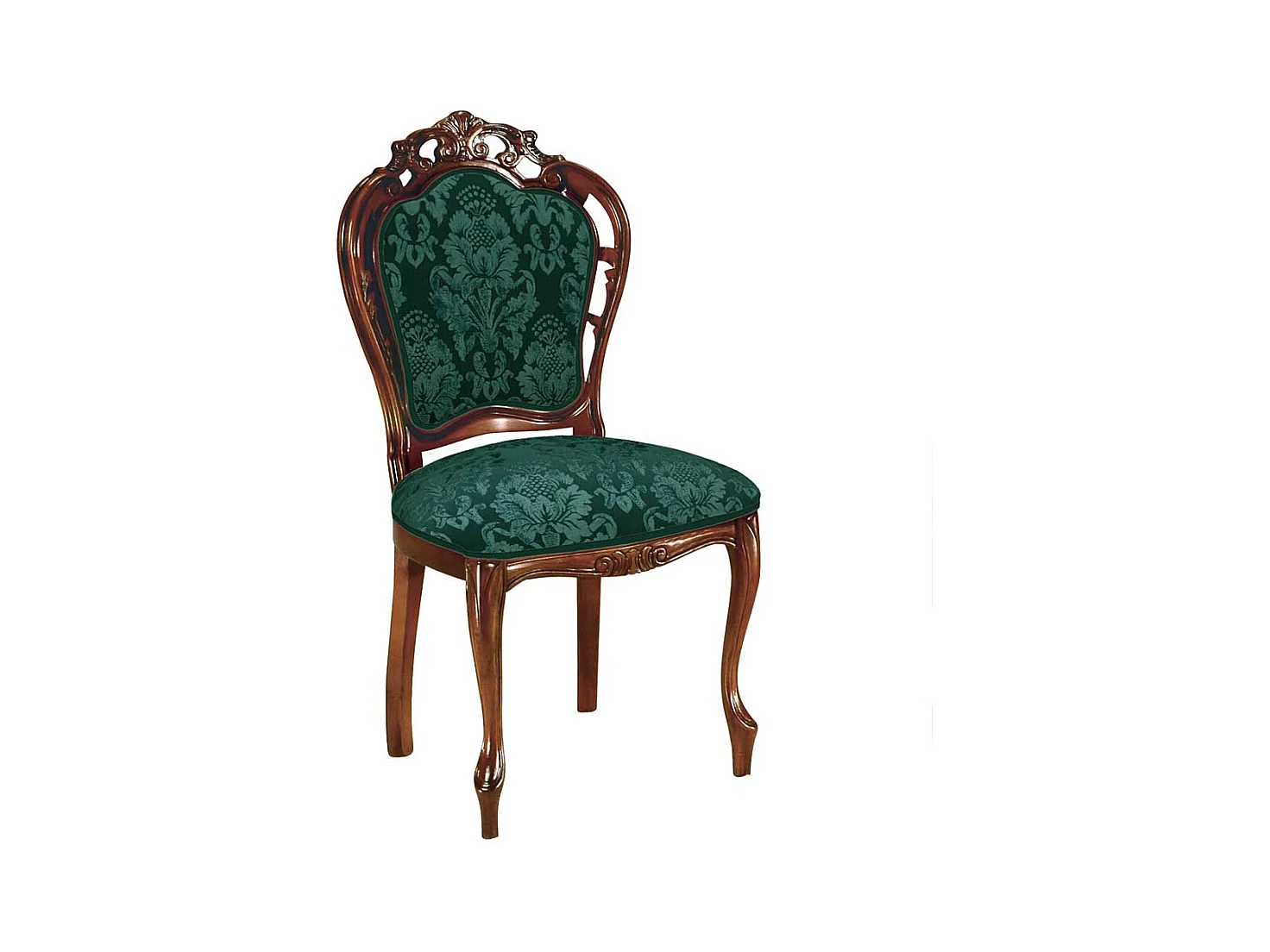 Solitärstuhl im Barockstil Nussbaumfarben & Grün