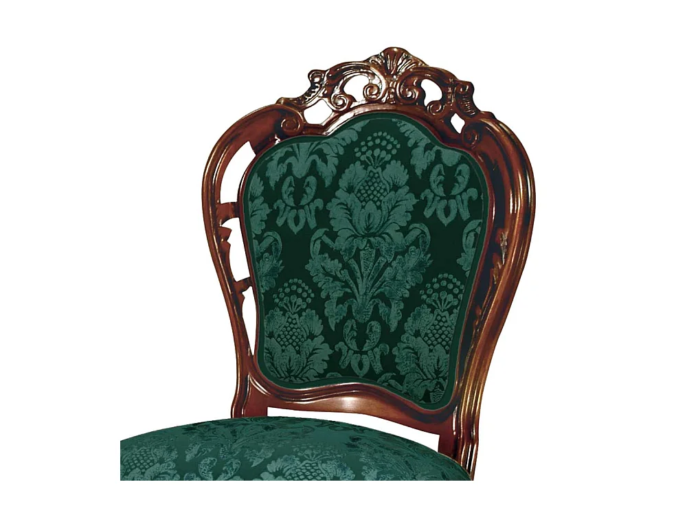 Solitärstuhl im Barockstil Nussbaumfarben & Grün